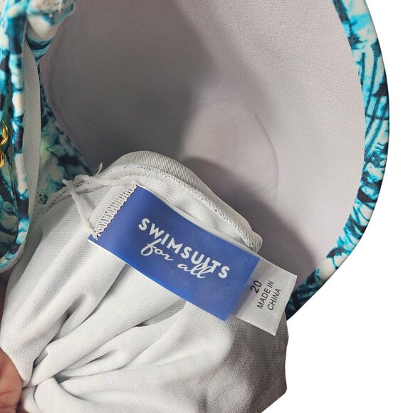 Swimsuits For All Womens Size 20 Blue & White Patterned One-Piece Swimsuit With - Picture 4 of 5